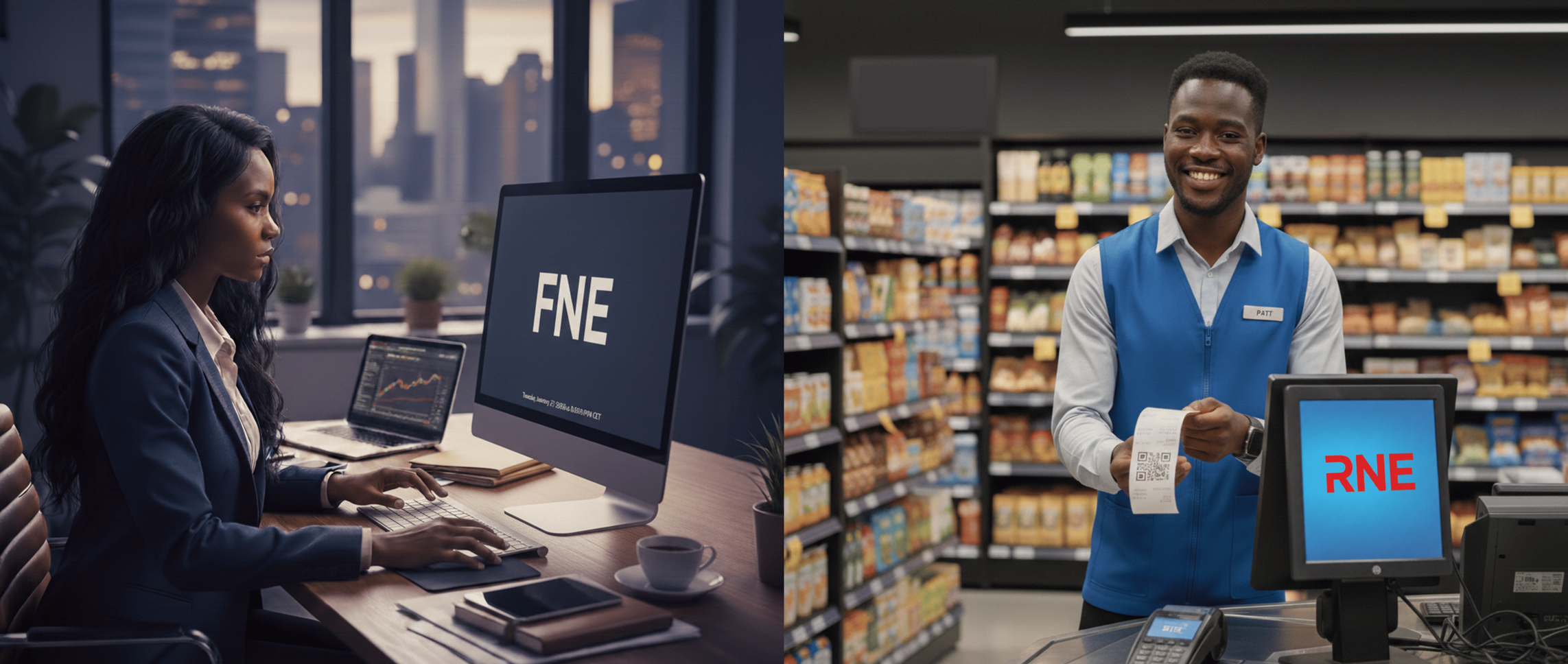 Schéma comparatif FNE, RNE et TERNE – Réforme fiscale électronique en Côte d'Ivoire